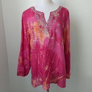 Soft Surroundings 100% Silk Sequin Tunic, Large